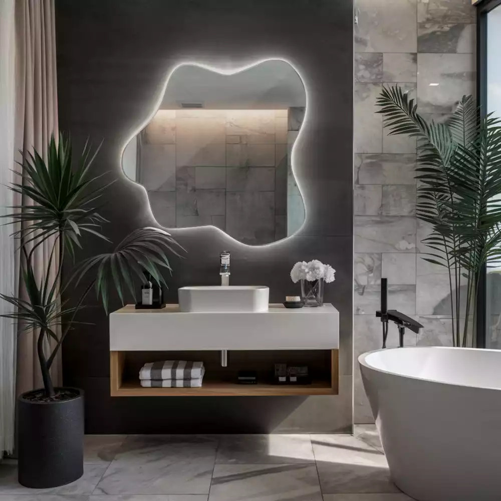 Oglindă modernă cu iluminare integrată