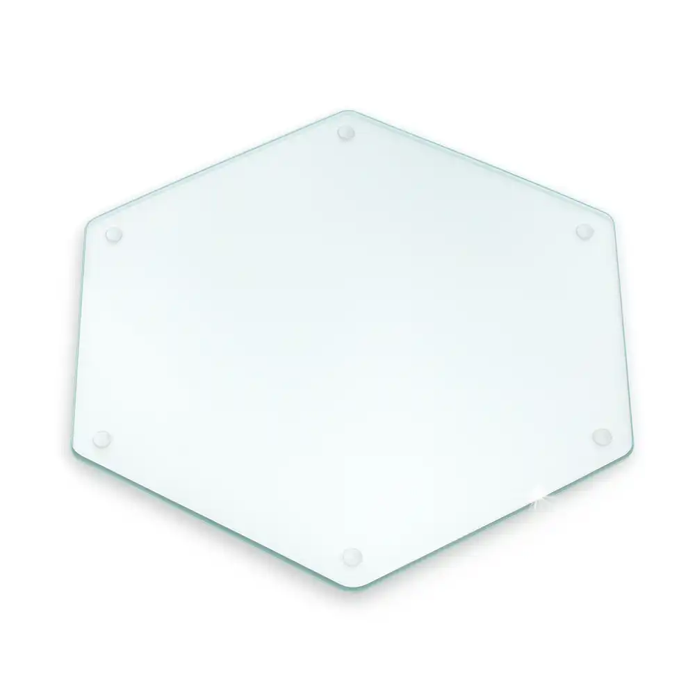 Tocător din sticlă hexagonal transparent