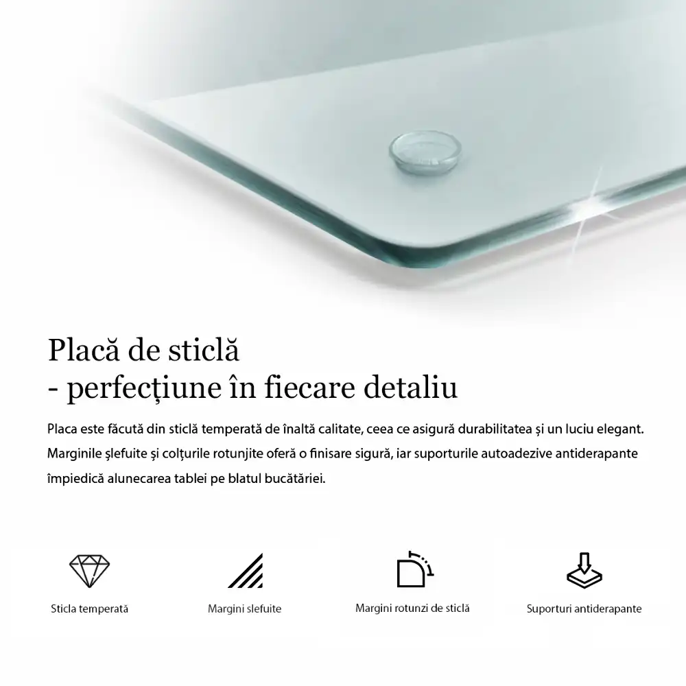 Tocător din sticlă hexagonal transparent