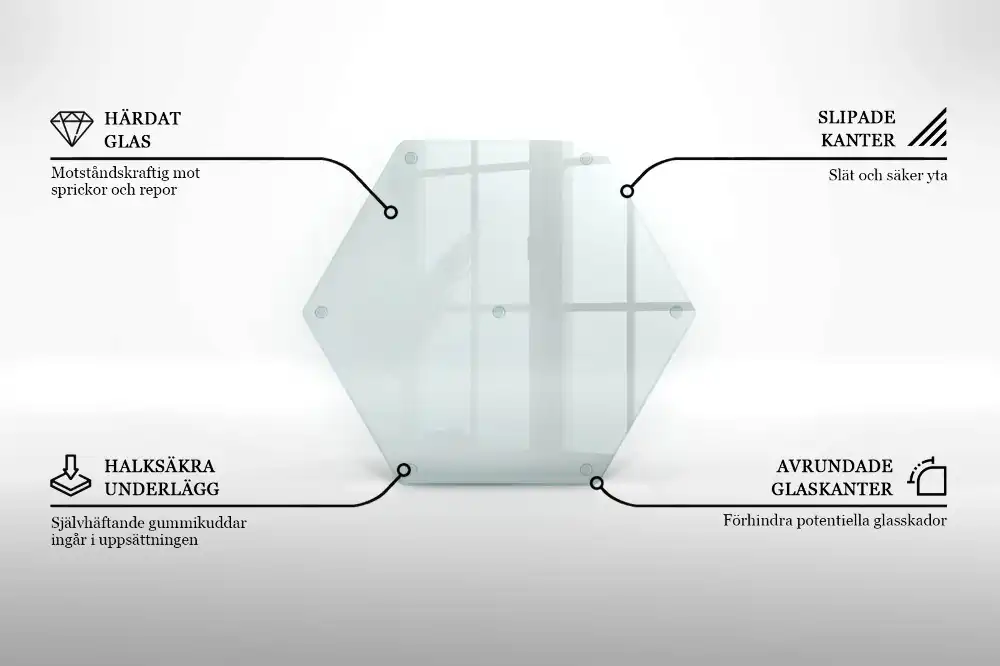 Tocător din sticlă hexagonal transparent