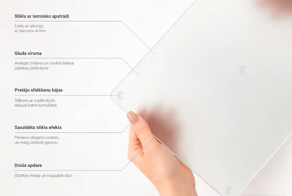Tocător rotund din sticlă semitransparentă