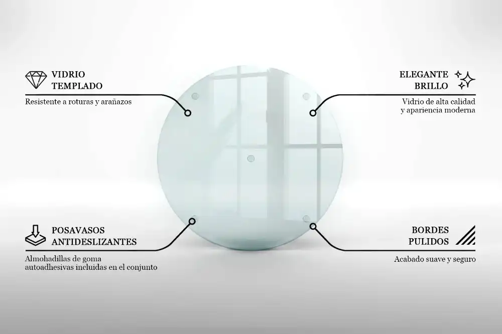 Tocător rotund din sticlă transparentă