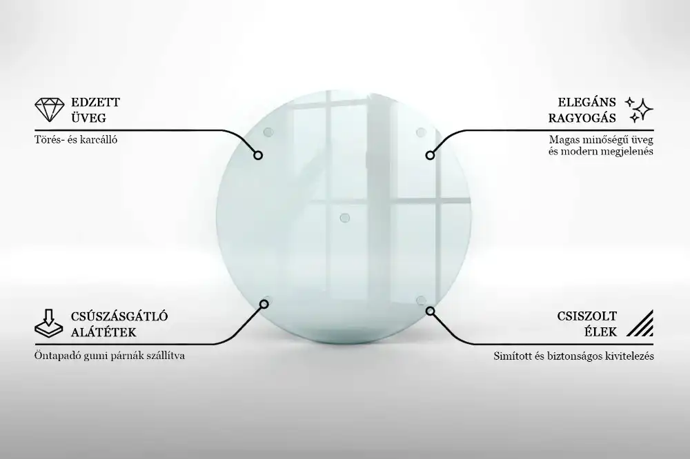 Tocător rotund din sticlă transparentă