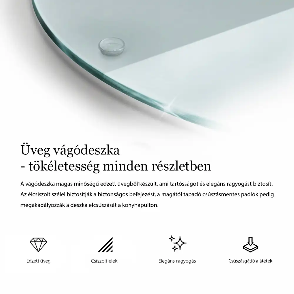 Tocător rotund din sticlă transparentă