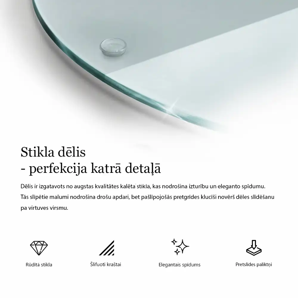 Tocător rotund din sticlă transparentă