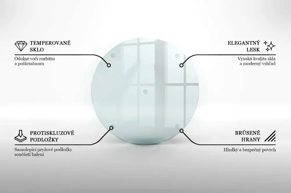 Tocător rotund din sticlă transparentă