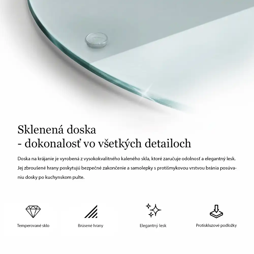 Tocător rotund din sticlă transparentă