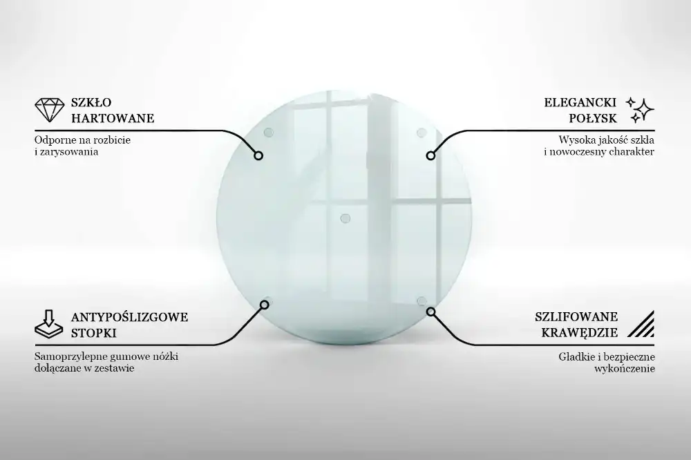 Tocător rotund din sticlă transparentă
