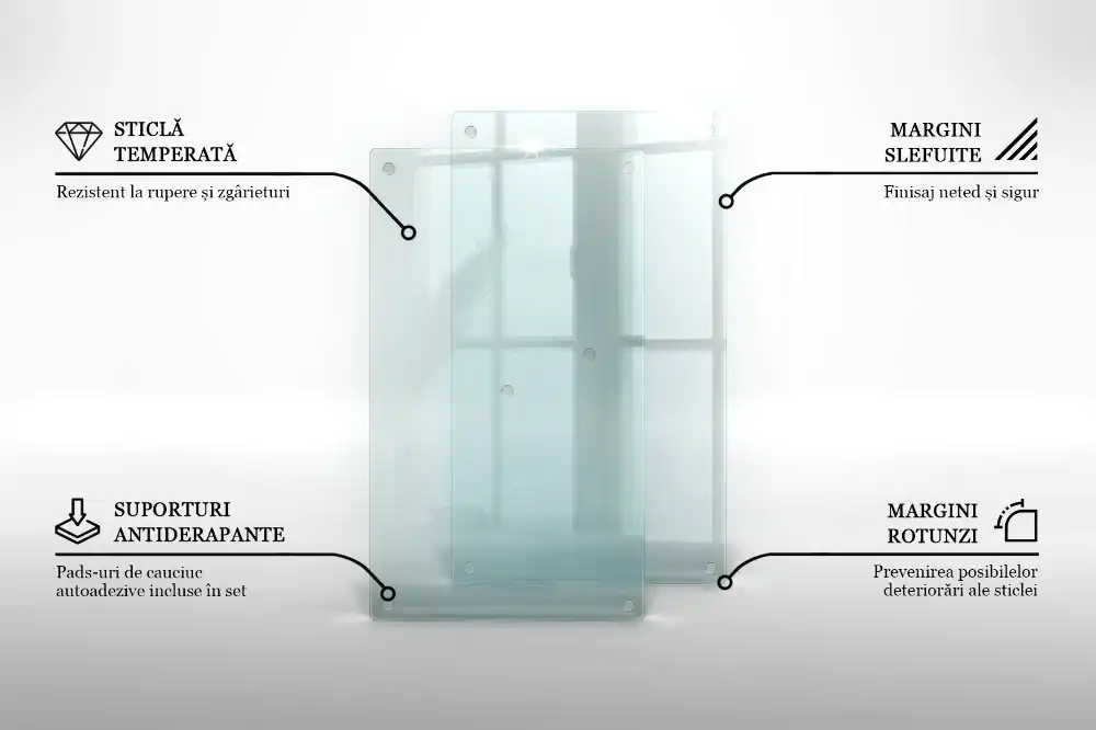 Tocător de bucătărie dublu transparent