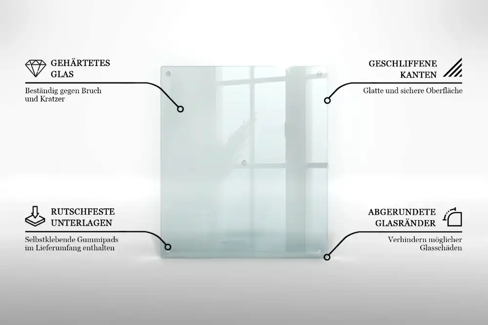 Tocător de bucătărie dreptunghiular din sticlă transparentă