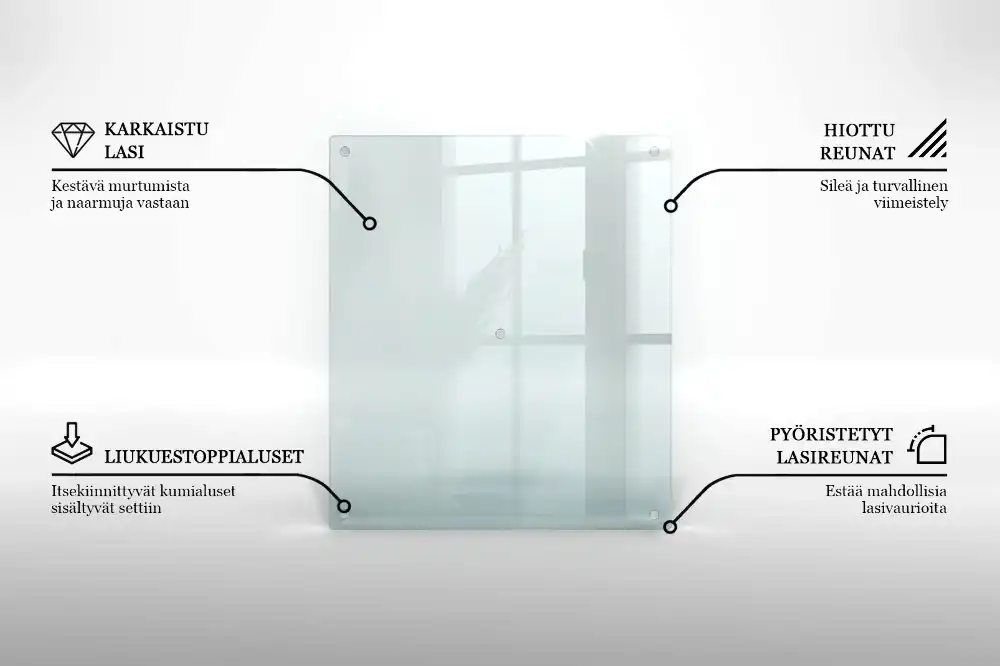 Tocător de bucătărie dreptunghiular din sticlă transparentă