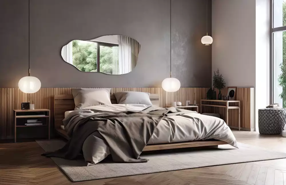 Oglindă decorativă suspendată cu formă asimetrică