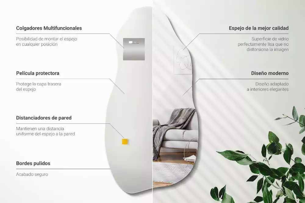 Oglindă decorativă suspendată cu formă asimetrică