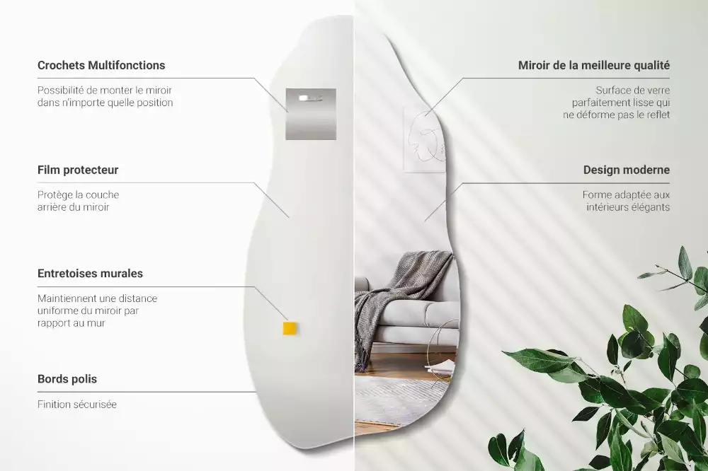 Oglindă decorativă suspendată cu formă asimetrică