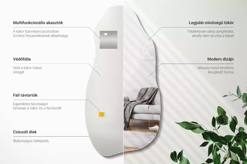 Oglindă decorativă suspendată cu formă asimetrică