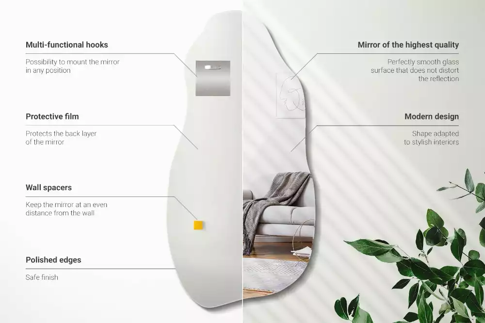 Oglindă decorativă suspendată cu formă asimetrică