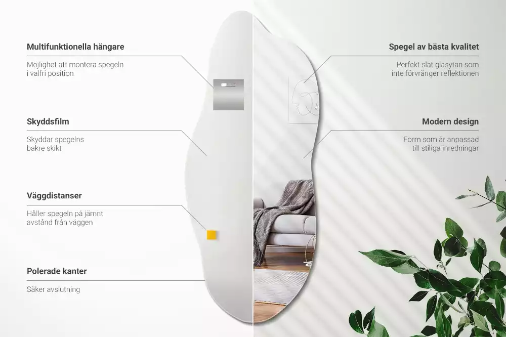 Oglindă organică modernă cu iluminare LED suspendată