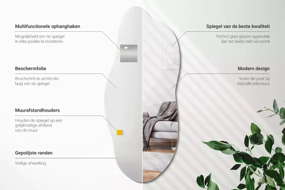 Oglindă organică modernă cu iluminare LED suspendată