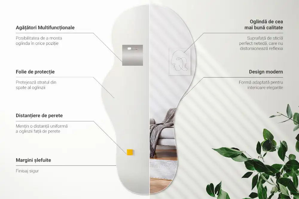 Oglindă organică suspendată cu formă atipică
