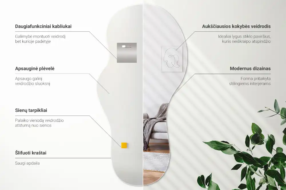 Oglindă organică suspendată cu formă atipică