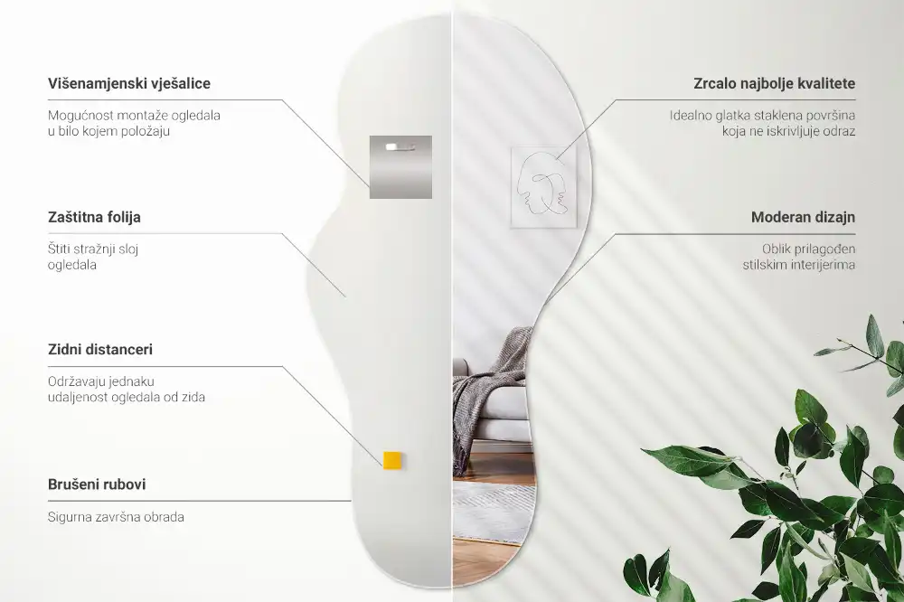 Oglindă organică suspendată cu formă atipică