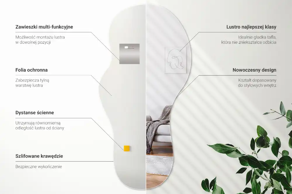 Oglindă organică suspendată cu formă atipică