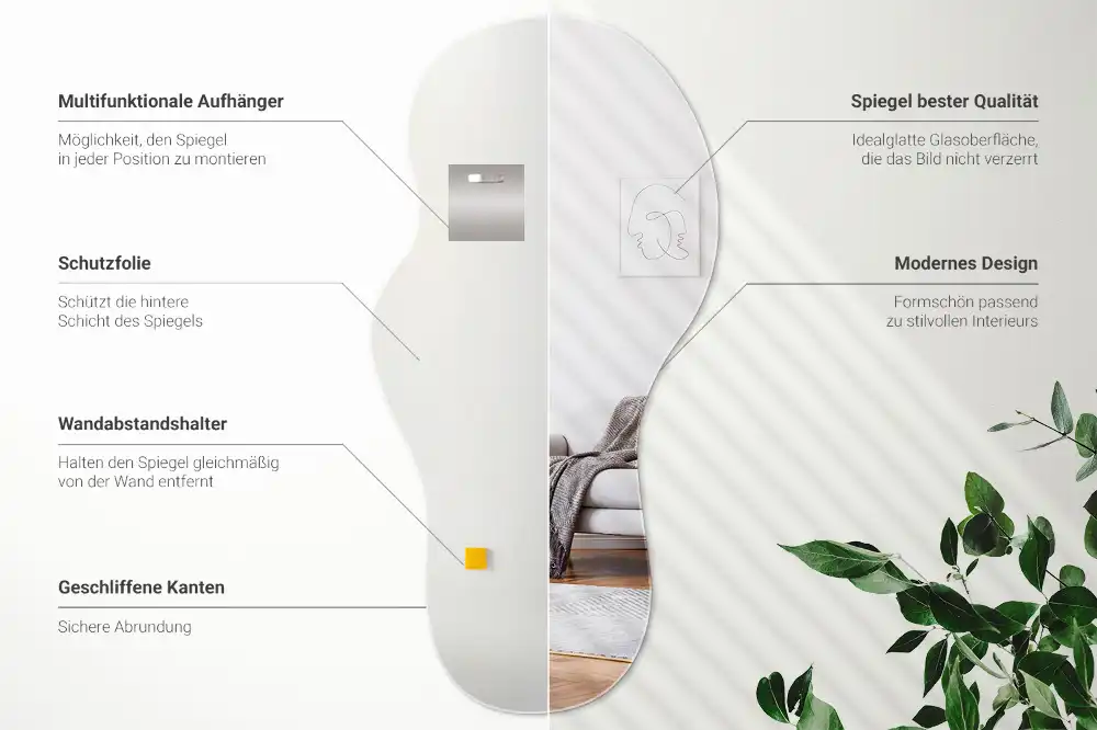 Oglindă organică suspendată cu formă atipică