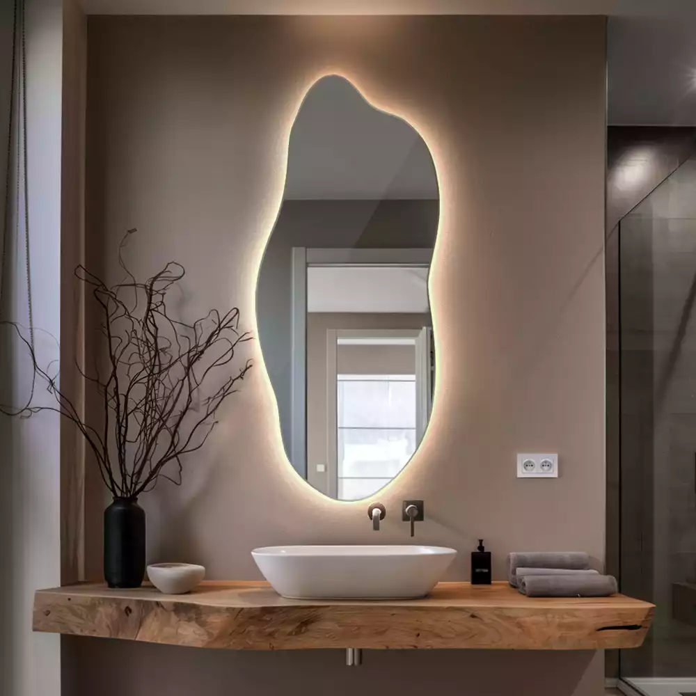 Oglindă organică suspendată cu iluminare LED