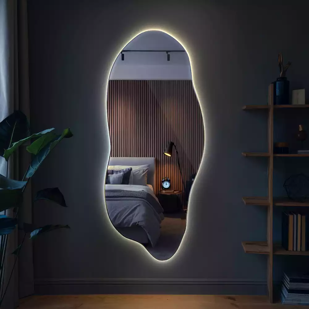 Oglindă organică suspendată cu iluminare LED