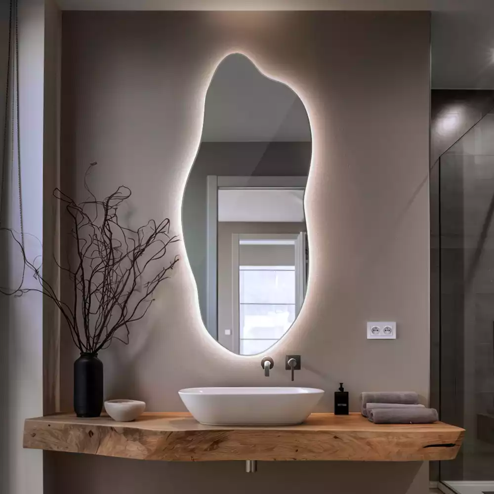 Oglindă organică suspendată cu iluminare LED