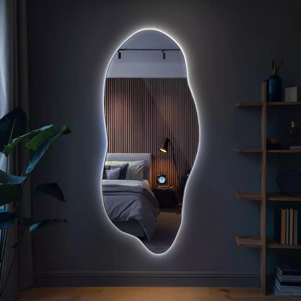 Oglindă organică suspendată cu iluminare LED