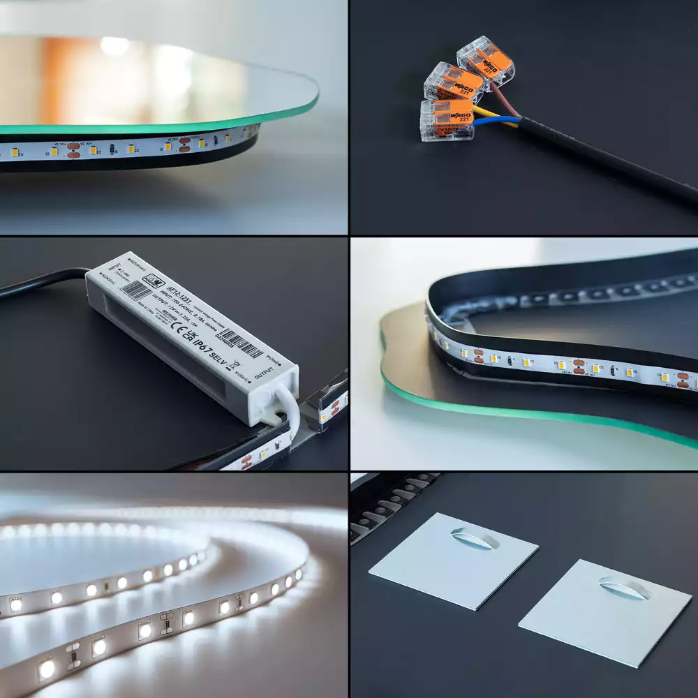 Oglindă organică suspendată cu iluminare LED
