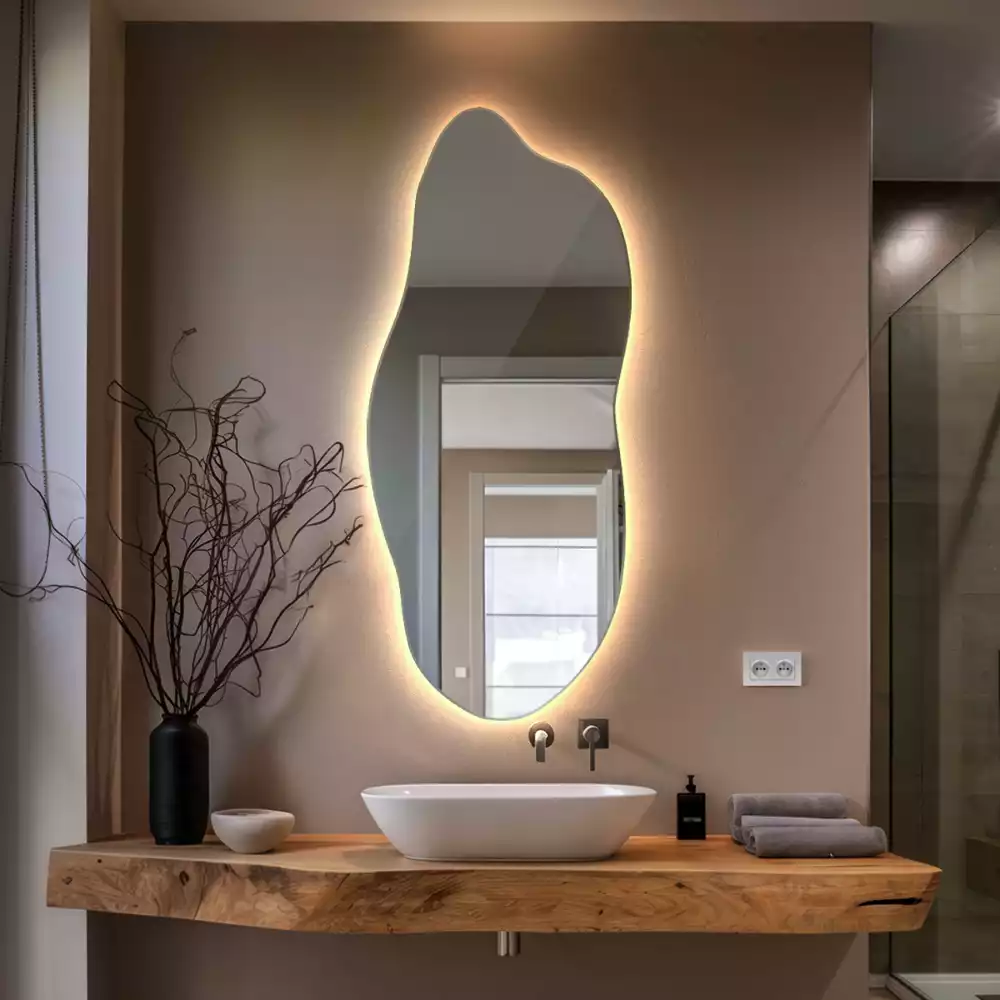 Oglindă organică suspendată cu iluminare LED