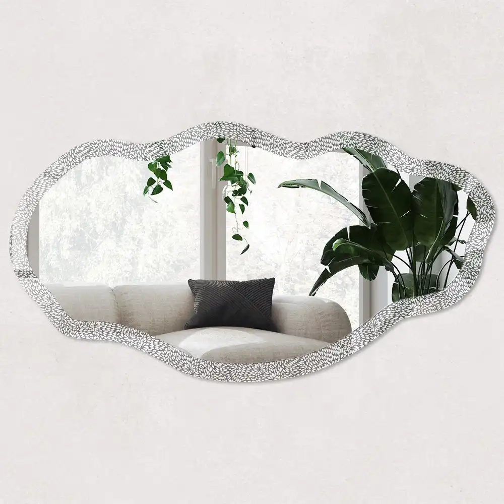 Oglindă decorativă cu formă neregulată și imprimeu Levélritmus
