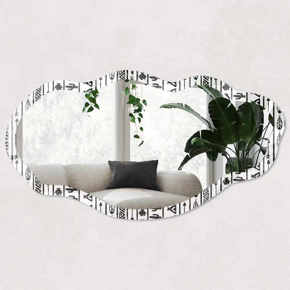 Oglindă decorativă neregulată cu model etnic