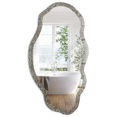 Oglindă decorativă cu formă neregulată și model floral