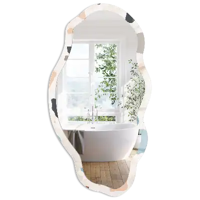 Oglindă cu ramă imprimată în formă neregulată model Terrazzo artistic