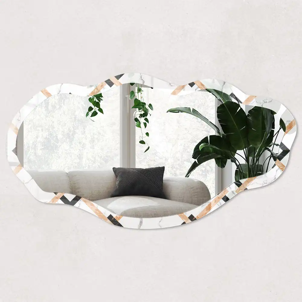 Oglindă cu ramă imprimată și formă neregulată Geometria Elegancia