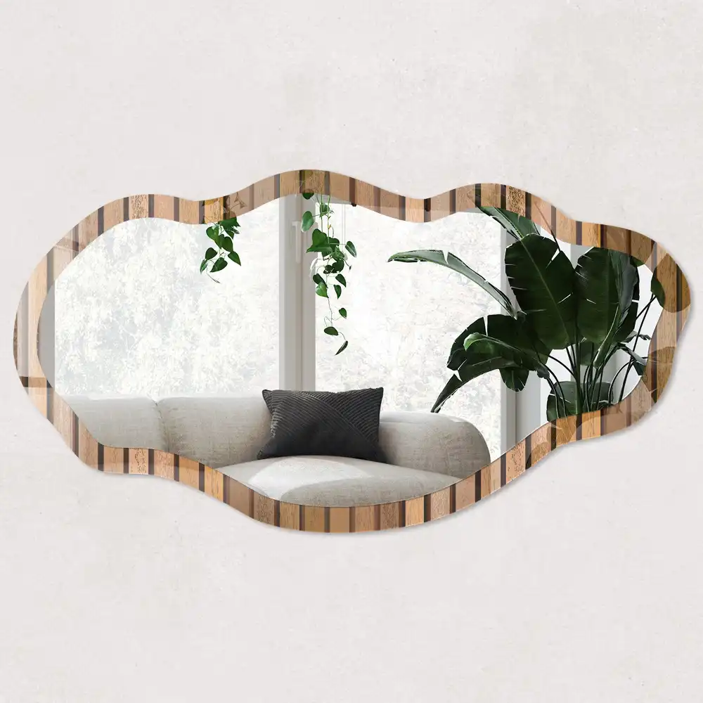 Oglindă decorativă cu formă neregulată și imprimeu Meleg Vonalak