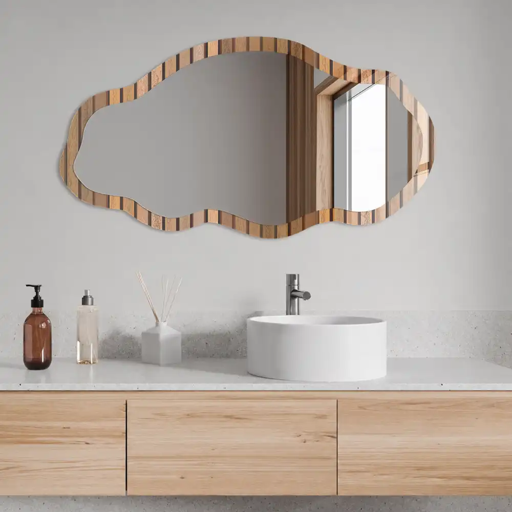 Oglindă decorativă cu formă neregulată și imprimeu Meleg Vonalak