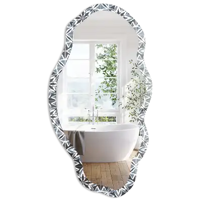 Oglindă cu ramă imprimată în formă neregulată cu model floral geometric