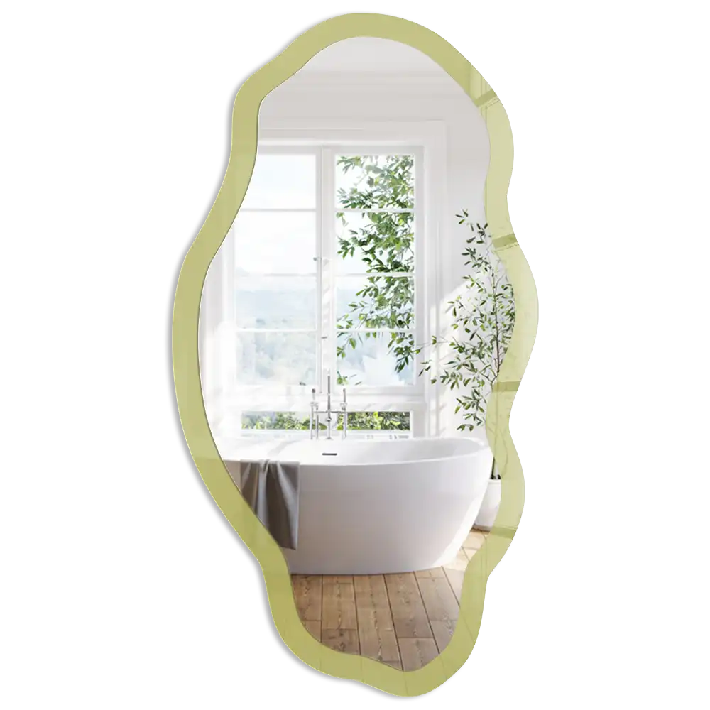 Oglindă decorativă neregulată cu imprimeu vintage verde