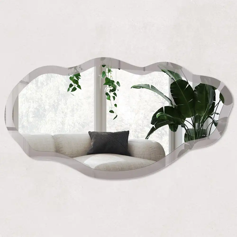 Oglindă decorativă neregulată cu imprimeu gri închis