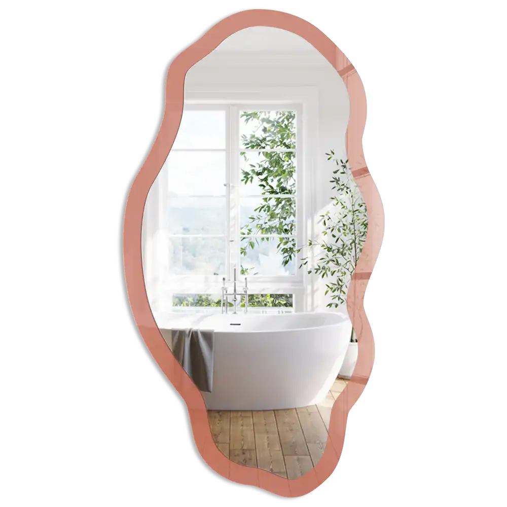 Oglindă neregulată cu imprimeu în culoarea cărămiziu