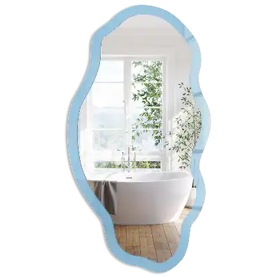 Oglindă decorativă neregulată cu imprimeu albastru deschis