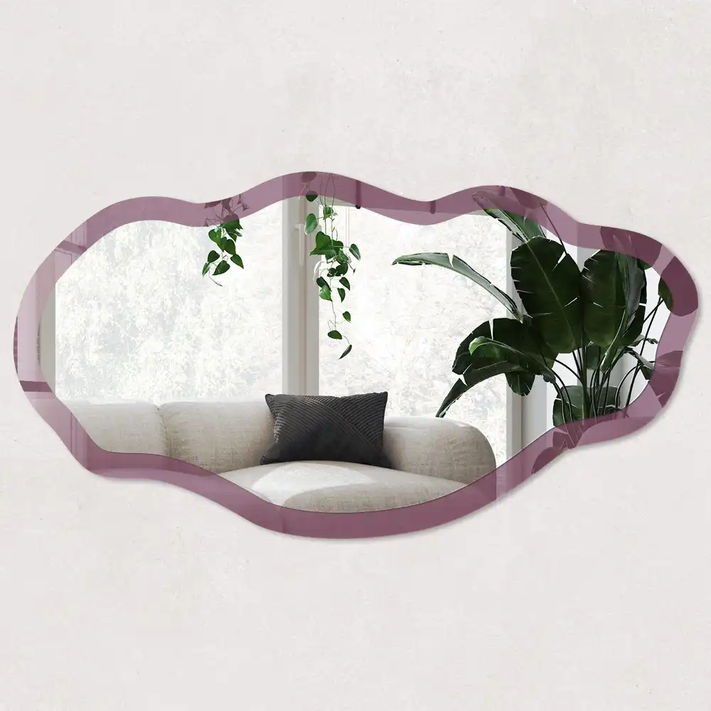 Oglindă decorativă neregulată cu imprimeu magenta