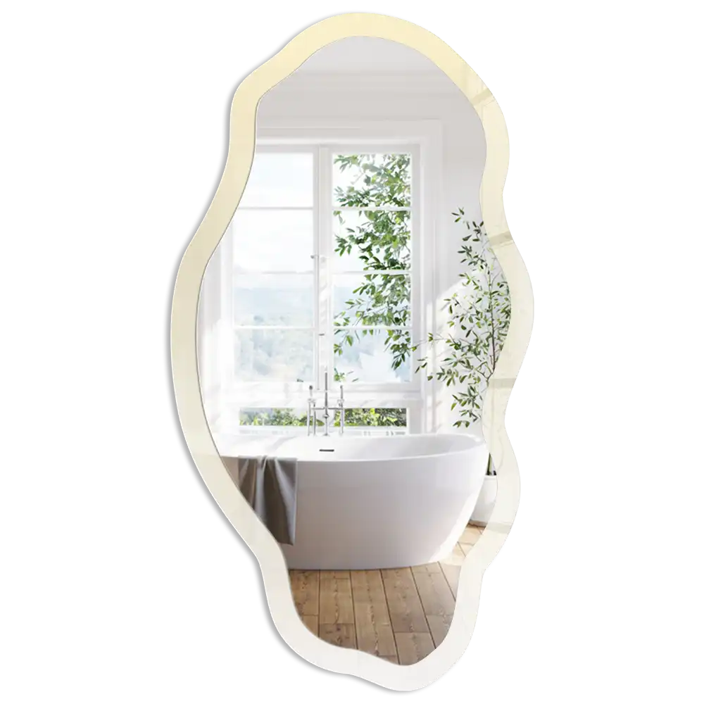 Oglindă decorativă cu formă neregulată și gradient crem