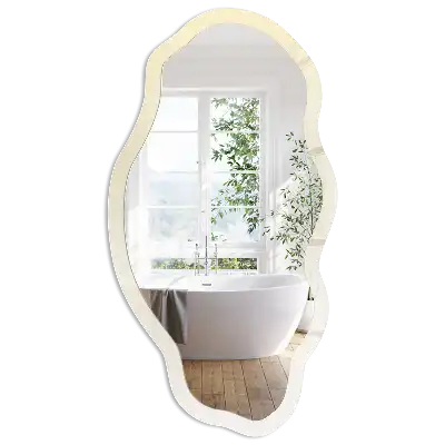 Oglindă decorativă cu formă neregulată și gradient crem
