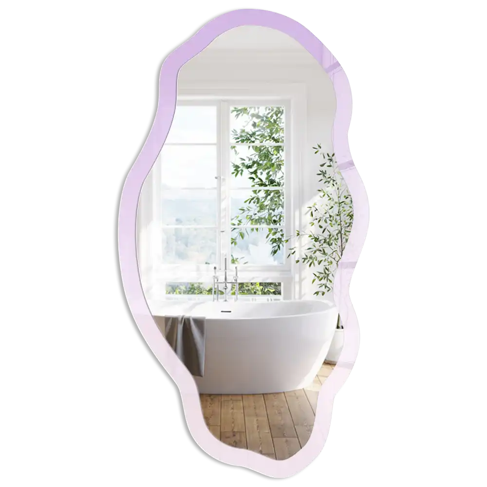 Oglindă decorativă cu formă neregulată și imprimeu în degrade