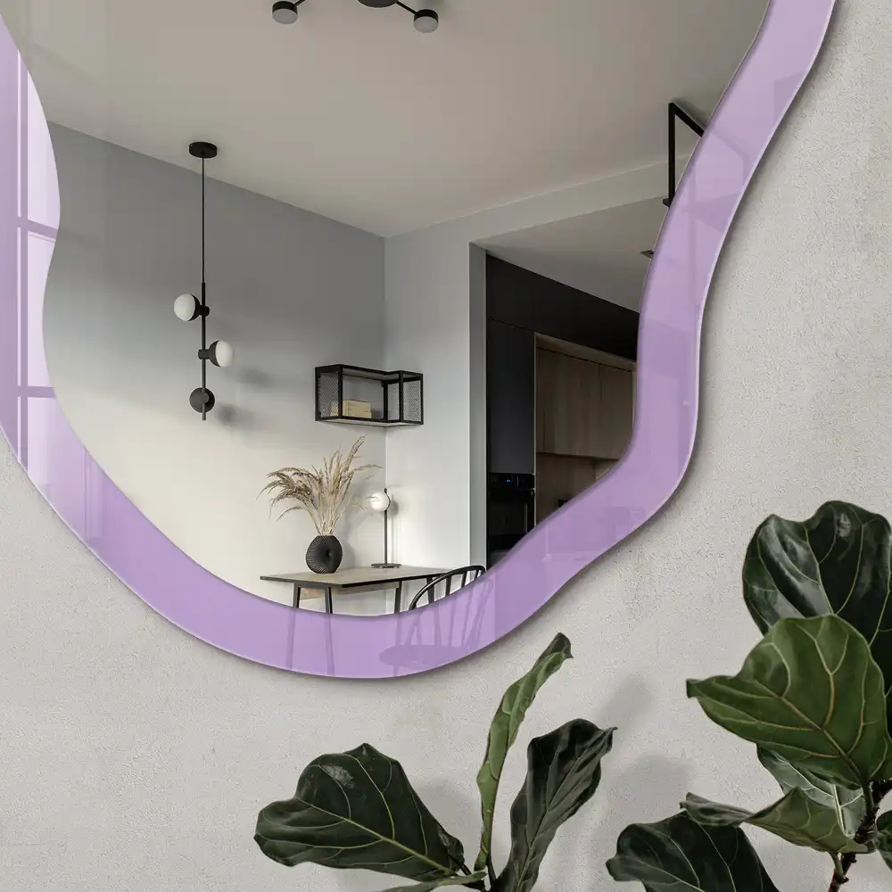 Oglindă decorativă cu formă neregulată și imprimeu în degrade